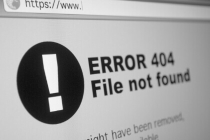Código de error 404 em navegador web